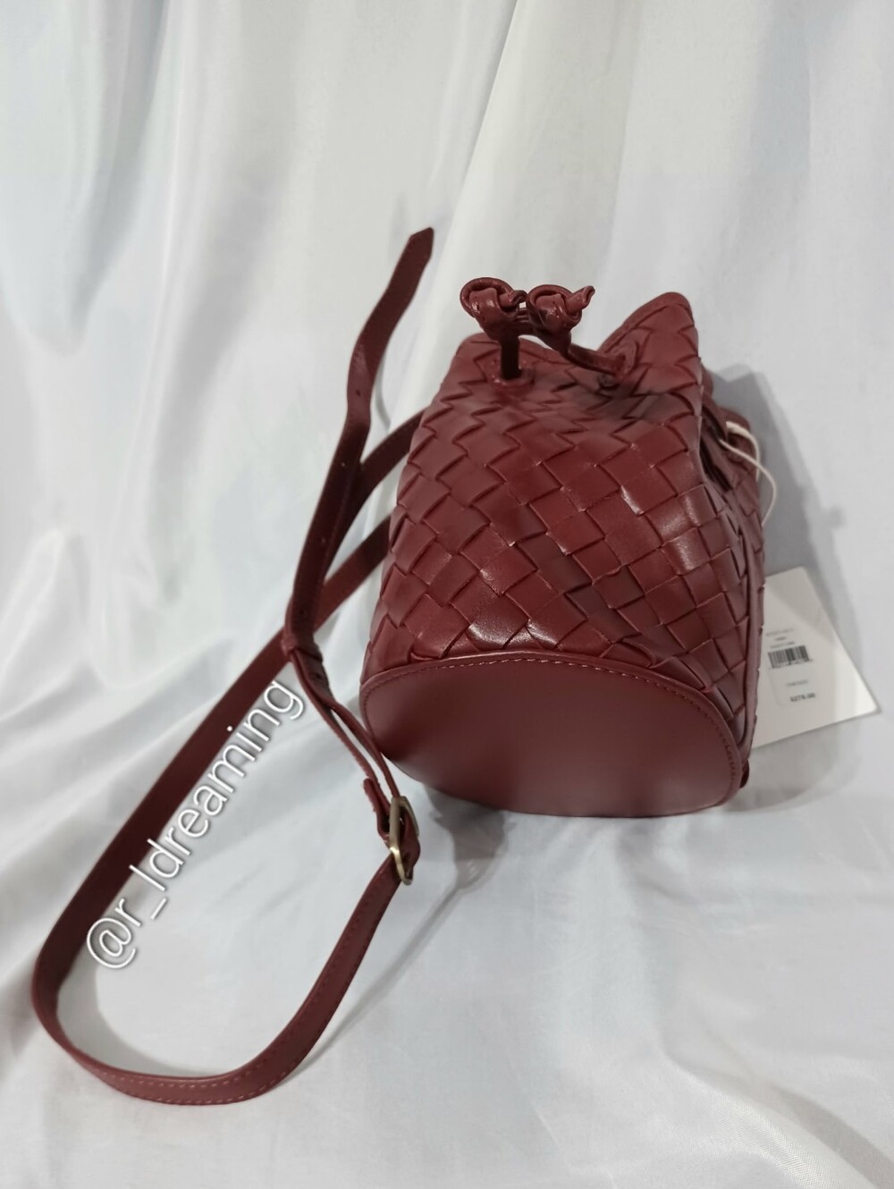 NWT Bembien Mini Adèle Leather Bucket Bag in Rouge | Handwoven Crossbody